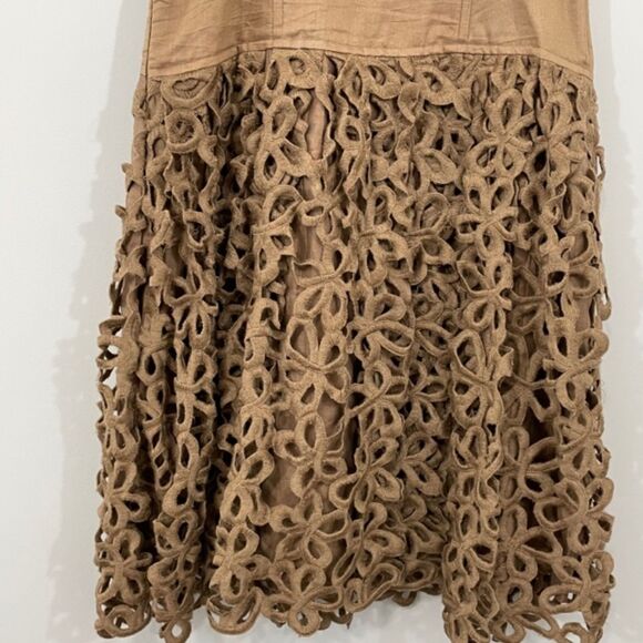 Robert Rodriguez Size 2 Brown Linen Blend Eyelet Lace Sleeveless A-Line Dress - Picture 6 of 10